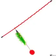 Kitty Cat Holiday Jingle Furry Stand with Pom-Pom 43" Teaser Wand Toy