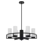 Eamon 6 Lights Pendant, Black, Opal Matte
