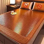 Snaweo Bamboo Sleeping Mat, Bed Smooth Mahjong Bamboo Mat, Foldable Sum mer Sleeping Mat, Cool Mattress, Cooling Bed for Home School Dormitory