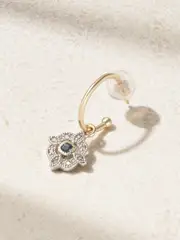 [Pascale Monvoisin] Pascale Monvoisin - Bettina 9-karat Gold, Sterling Silver, Diamond And Topaz Single Hoop Earring - One size One size Gold