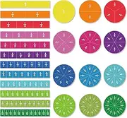 ZazzyKid Magnetic Tiles & Circles Fraction Set, 156pcs, 12 Color Coded, Counting & Math Toys