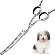 6.5inch Professional Curved Dog Grooming Scissors, 65% Thinning Pet Shears, Extremely Sharp Blades, 15 Degree Bend, Japanese VG10 Steel, Ergonomic Chunker Scissors for Dogs Cats Groomer or Home Use