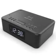 Lenoxx 2in1 10W Wireless Fast Charging/FM Radio Alarm Clock w/ USB/AUX