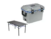 Kings Plus Icebox 50L Air Tight - Lockable + Aluminium Roll-Up Camp Table -Large