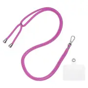 Phone Lanyard Adjustable Neck Lanyard with Transparent Patch Rose Purple