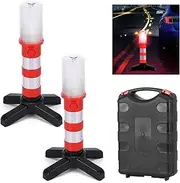 LED Emergency Lights, 2 Pack Roadside Warning Lights Car Road Safety Light, Flashing Road Safety Work Light with 3 Flashing Light Modes with Storage Case for Traffic Warnings/Roadblocks/Camping