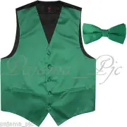 Emerald Green Men Vest Waistcoat and Straight Cut Bow Tie Suit / Tuxedo Wedding