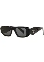 Prada - Rectangle-frame Sunglasses Black, Designer-stamped Wide Arms, 100% UV Protection One Size