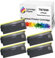 5-Pack Compatible Toner Cartridge for Brother TN-7600 TN7600 (6,500 Pages) for Brother DCP8020 DCP8025D HL1650 HL1670N HL1850 HL1870N HL5040 HL5050 HL5070N MFC8820D