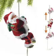 Climbing Santa Claus Christmas Ornament Decoration Gift, Climbs Up And Down, Battery Operated Climbing Santa With Light Music And Sound