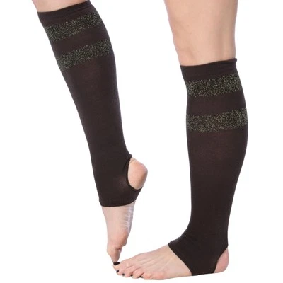 Tipi Toe Women's Knee-High Stirrup Yoga Socks with Open Heel Grip