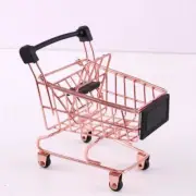 4.5" Mini Shopping Cart Metal Frame Kids Pretend Play Toys Bronze