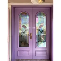在飛比找蝦皮商城精選優惠-工坊直銷 客製 免運 紫色臥室門雙開 蒂凡尼玻璃陽台廚房 衛