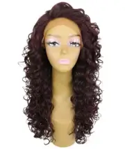 Mariah Curly 16" Long 7x4 Hand-Tied Lace Front Wig, Deep Red and Black Blend