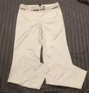White House Black Market NWT 10 Legacy Beige Pants Slacks Belted Flare Leg