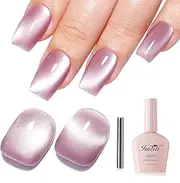 Imtiti Glass Pink Cat Eye Gel Nail Polish with Magnet, Holographic Glitter Shimmer Translucent UV Gel Polish for Nail Art Soak Off UV LED