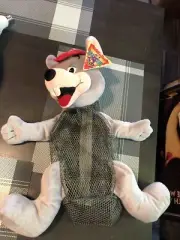 RARE Vintage Chuck E Cheese Mesh Backpack 2004 Gray Grey Plush Mouse Prize