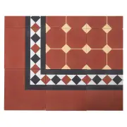 Sorrell 20x20x1.6 Encaustic Tile, Red White &amp; Black
