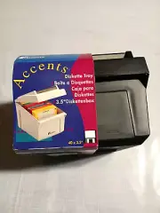 NEW Fellowes Accents Black Disk Diskette Tray for 40 (forty) 3.5 disks; hard box