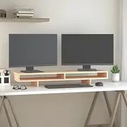Solid Pine Wood Monitor Stand Riser, 100x27x14 cm - Enhance Workspace Ergonomics with Sturdy, Natural Pine Design for Home or Office - Anti-Strain & Storage Solution