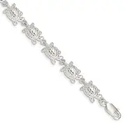 7 Inch Sterling Silver Turtles Bracelet