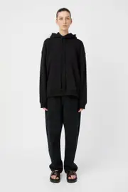 Grid Flocking Logo Hoodie in Black - CAMILLA AND MARC® C&M