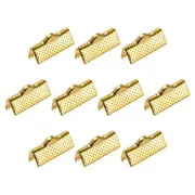 180Pcs Ribbon Crimp Clamp Ends 22mm Cord End Clasp for DIY Craft Gold Tone