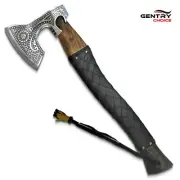 Handmade Carbon Steel Viking Bearded Axe Hatchet with Ashwood Handle with Sheath