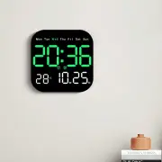 LED Large Digital Wall Clock Adjustable Brightness Temperature Date Week Display