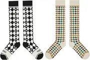[H.Queen Lifetech] Womens Girls Cotton long Socks Vintage Patterned Crew Socks Schlool Dress Socks Sport Socks