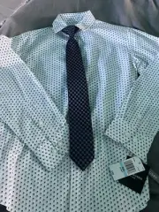 NWT Boys Husky White Dress Shirt Tye Van Heusen Button Sz S 8 Formal New