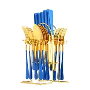 The New 24 Piece Set Stainless Steel Tableware Gift Box Steak Knife Fork Spoon Suit Kitchen Utensils Sets Dinnerware
