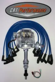 FORD 351W (Windsor) HEI Distributor CLEAR CAP + 8MM BLUE USA SPARK PLUG WIRES