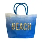 BEACH Sequin Ombre Blue Jute Beach Bag Large Shopper Tote