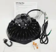 UFO LED High Bay 200W Hanging Light AC100-277V 5000K Black Aluminum Hard Wired
