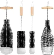 Set of 3 Bottle Brush, 35 cm Bottle Brush Compatible with Sodastream Glass Bottle, Scratch-Free Bottle Cleaner Brush for Glass Carafe/Soda Bottles/Drinking Bottles