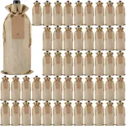 50 Pcs Burlap Wine Bottle Gift Bags with Drawstrings, Reusable Wine Bottle Bags