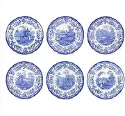 [Spode] Blue Room Collection Plates | Set of 6 | Dinner, Salad, Pasta, and Appetizer Plate | 10.5-Inch | Fine Earthenware | Microwave and Dishwasher Safe | Made in England (Zoological)