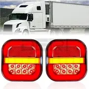 Wired Trailer Lights,IP67 Waterproof LED Magnetic Towing Tail Light Wired Trailer Light Kit,Rechargeable Towing Light Kit with Powerful Suction Base for RV Truck Boat