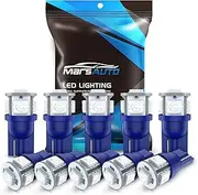 Marsauto 194 T10 LED Bulbs Blue Instrument Panel Dashboard LED Light Bulbs No Polarity 168 2825 5SMD Dome Map License Plate Lights Lamp 12V Pack of 10