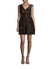 NWT $430 Aidan Mattox Sleveless Textured Black Fit & Flare Women's Dress Sz. 12