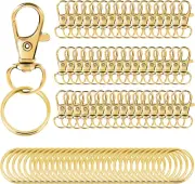 100PCS Gold Swivel Clasps Lanyard Snap Hooks with Key Rings, Key Chain Clip Hook