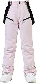 QIULAO Men's Women's Ski Trousers, Waterproof Windproof Warm Snow Trousers, Detachable Straps, Support Single Board Double Board, Outdoor Couple Trousers (Color : Rosa, Size : X-Small)