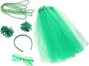 [SUPVOX] Lightweight Shamrock Tutu Skirt Irish Headband for Patrick's Day Celebration Green