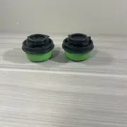 Tupperware Smidgets Salt & Pepper Shakers Black Tops and Green Bases New!