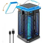 Solar Insect Killer Electric Mosquito Lamp, USB Rechargeable Insect Trap Waterproof Fly Killer 4200V Mosquito Trap UV Light Non-toxic for Indoor and Outdoor Us