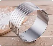 Adjustable Layered Cake Slicer Leveler, 24-30cm Stainless Steel Round Bread Layer Cake Cutter Mold, Baking Tool Mousse Mould Slicing-Silver