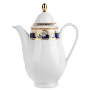 1.2qt Marie Antoinette Luxury Porcelain Coffee Pot Czech Blue Gold Europe Teapot