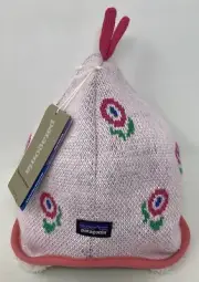 Patagonia Baby Reversible Beanie Happy Flower Seafan Pink 3-6 Months NWT