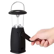 Solar Hand-up Crank Dynam Camping Lantern - Portable 6 Led Wind Up Lamp Dynamo Torch With Foldable Hook Camping Lantern Light 1PC Black
